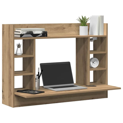 vidaXL Wall-Mounted Desk Artisan oak Engineered wood 105 x 48 x 75 cm