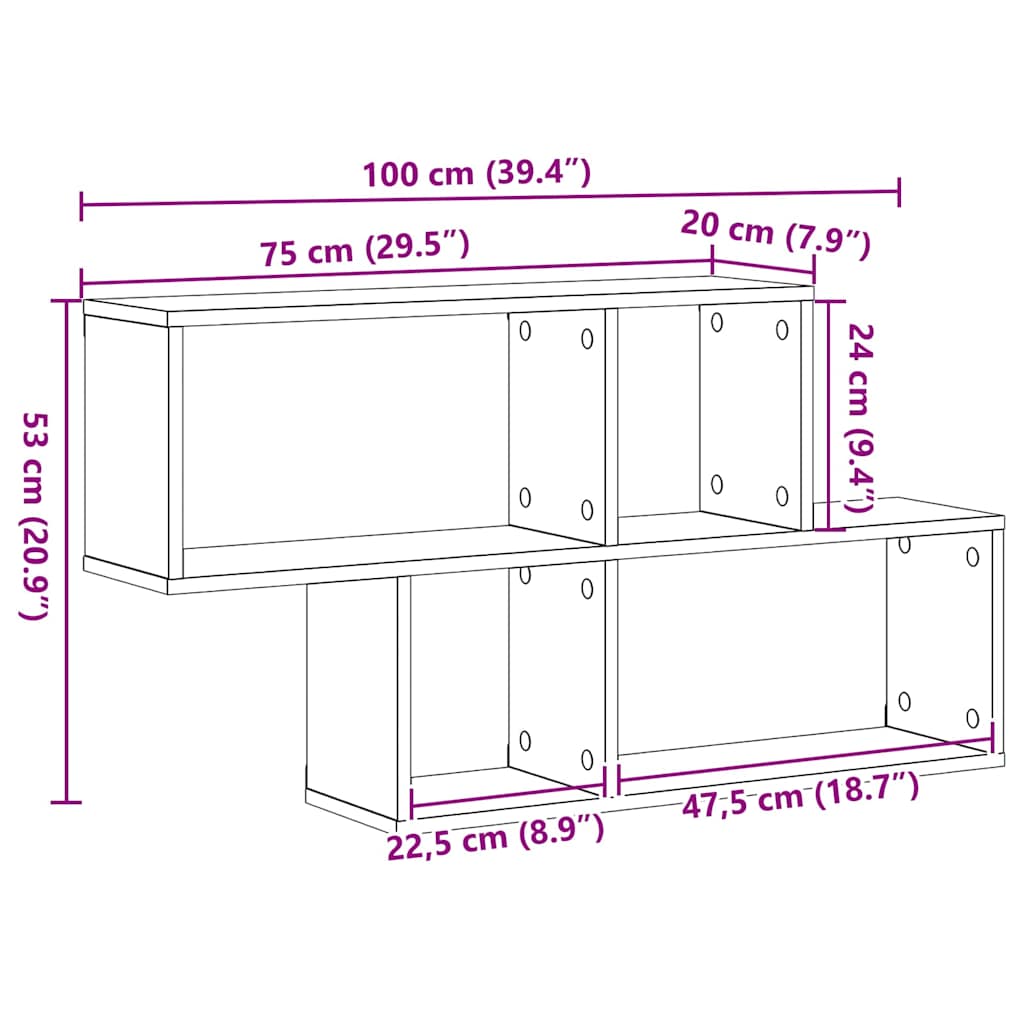 vidaXL Wall Shelf with Shelf Wall-mounted Brown Engineered Wood