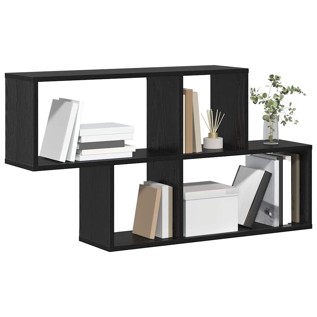 vidaXL Wall Shelf Wall-Mounted Black Engineered Wood