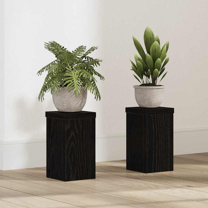 vidaXL Plant Stand 2 pcs Black Oak 10 x 10 x 18 cm Engineered Wood