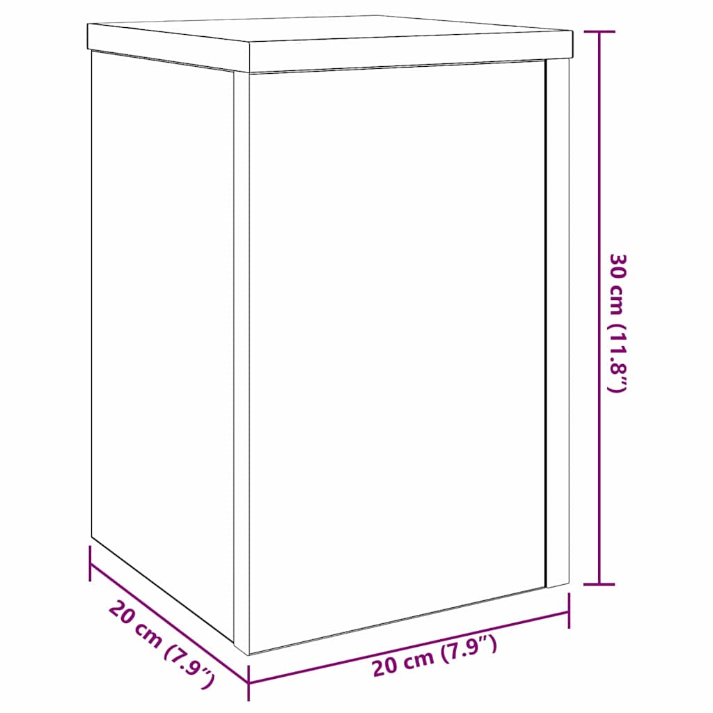 vidaXL Plant Stand 2 pcs Black Oak 20 x 20 x 30 cm Engineered Wood