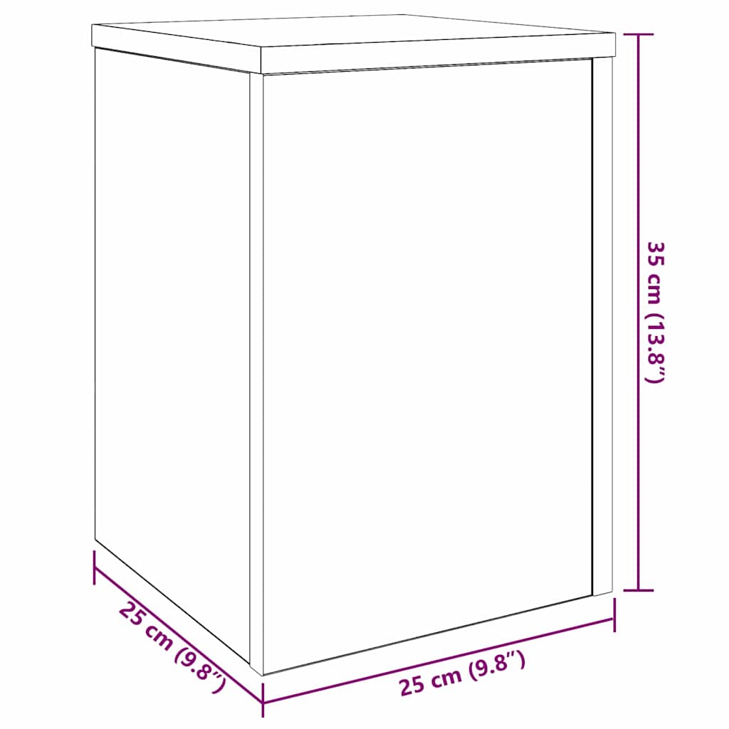vidaXL Plant Stand 2 pcs Black Oak 25 x 25 x 35 cm Engineered Wood