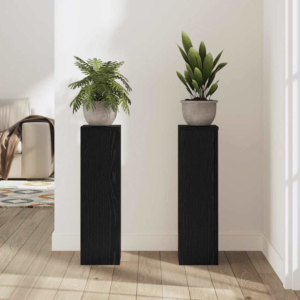 vidaXL Plant Stand 2 pcs Black Oak 17 x 17 x 60 cm Engineered Wood