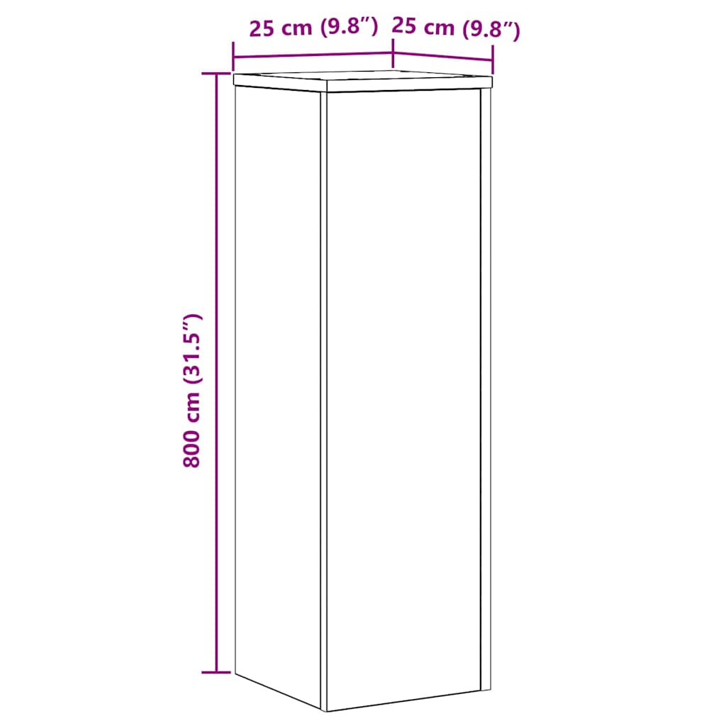 vidaXL Plant Stand 2 pcs Black Oak 25 x 25 x 80 cm Engineered Wood