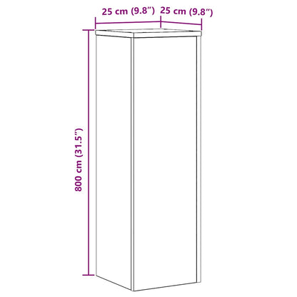vidaXL Plant Stand 2 pcs Black Oak 25 x 25 x 80 cm Engineered Wood