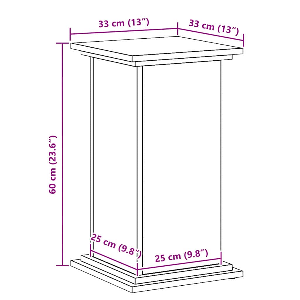 vidaXL Plant Stand Black Oak 33 x 33 x 60 cm Engineered wood