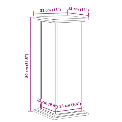 vidaXL Plant Stand Black Oak 33 x 33 x 80 cm Engineered wood