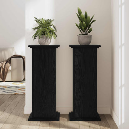 vidaXL Plant Stand Black Oak 33 x 33 x 100 cm Engineered wood