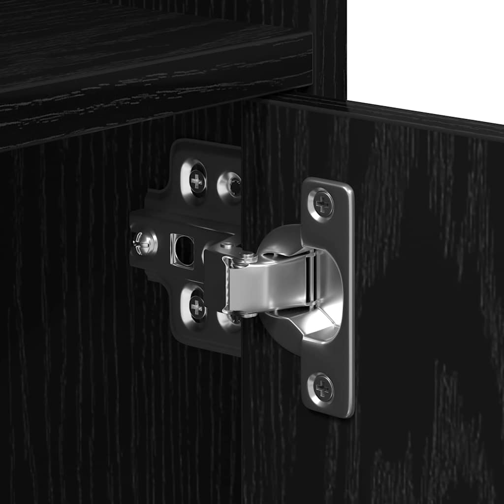 vidaXL Cabinet with Shelf with Wheel Black Oak 60 x 48 x 74.5 cm