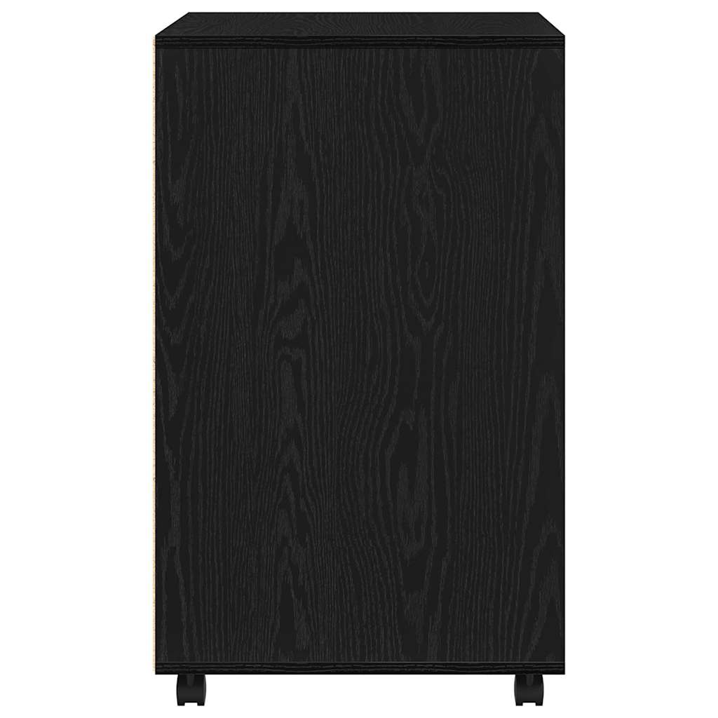 vidaXL Cabinet with Shelf with Wheel Black Oak 60 x 48 x 74.5 cm