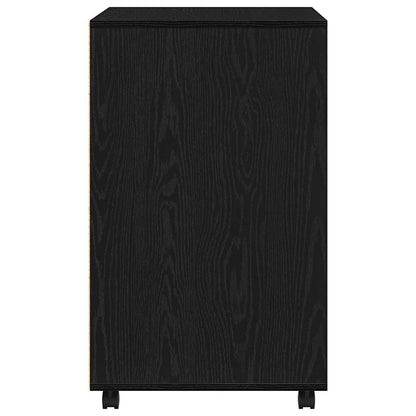 vidaXL Cabinet with Shelf with Wheel Black Oak 60 x 48 x 74.5 cm