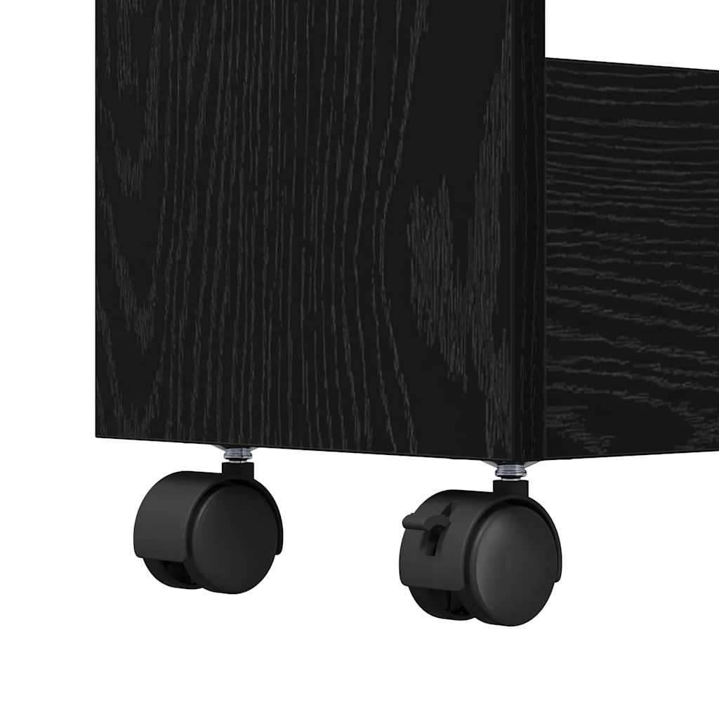 vidaXL Narrow Storage Trolley Black Oak 60 x 22 x 80 cm