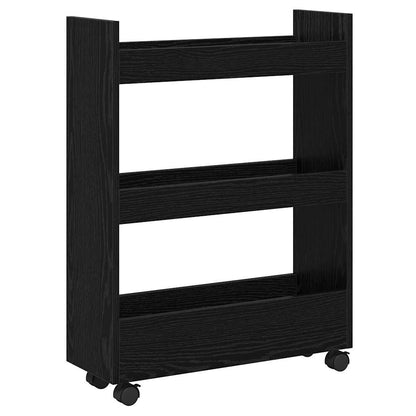 vidaXL Narrow Storage Trolley Black Oak 60 x 22 x 80 cm
