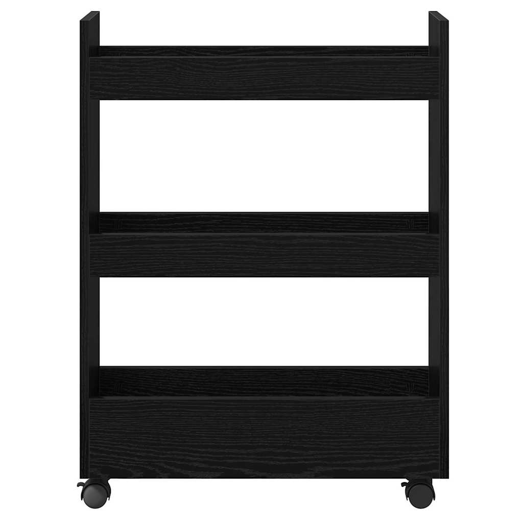 vidaXL Narrow Storage Trolley Black Oak 60 x 22 x 80 cm