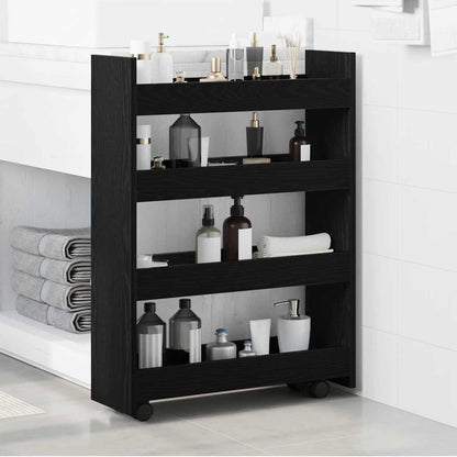vidaXL Narrow Storage Trolley Black Oak 60 x 20 x 82 cm