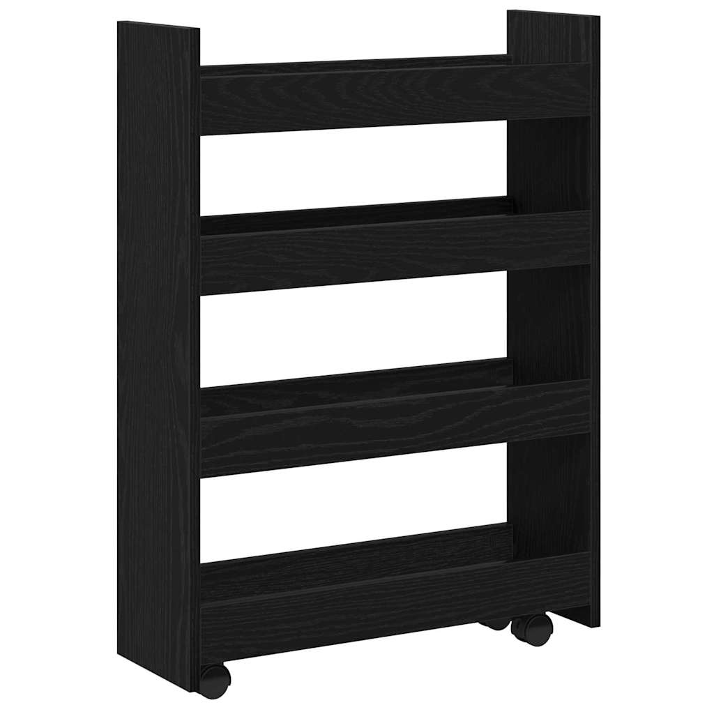 vidaXL Narrow Storage Trolley Black Oak 60 x 20 x 82 cm