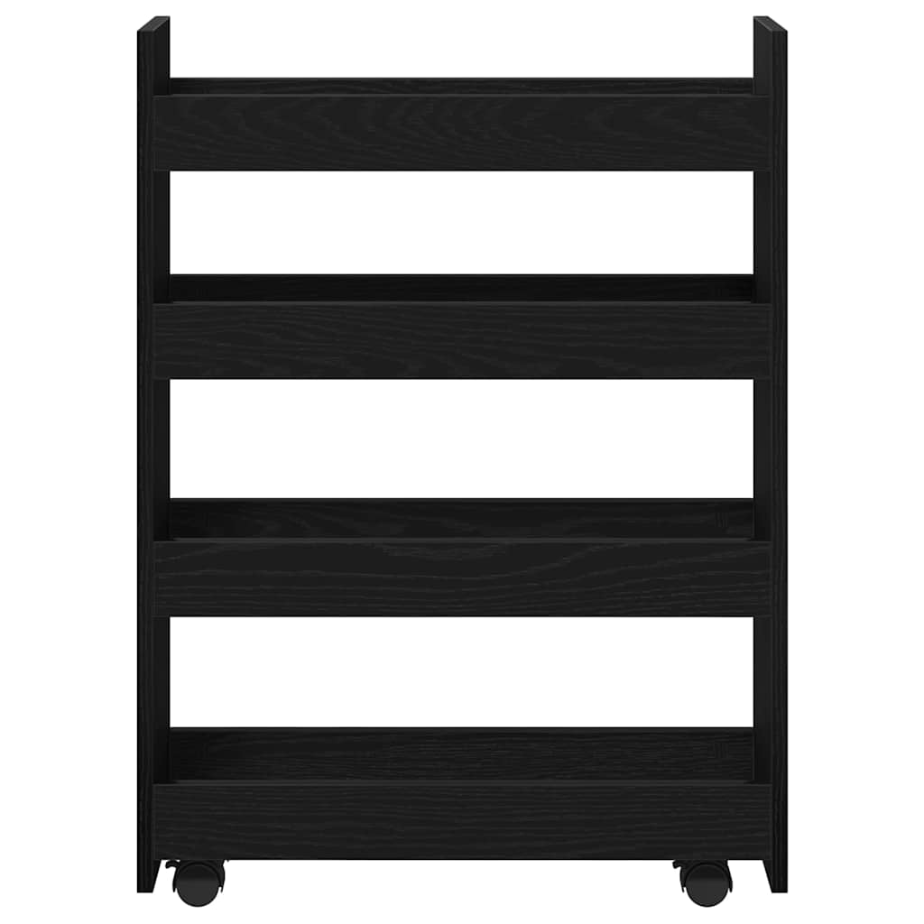 vidaXL Narrow Storage Trolley Black Oak 60 x 20 x 82 cm