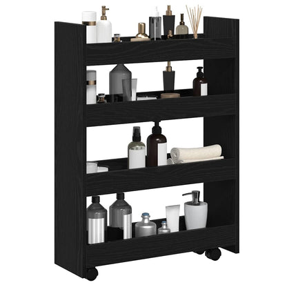 vidaXL Narrow Storage Trolley Black Oak 60 x 20 x 82 cm