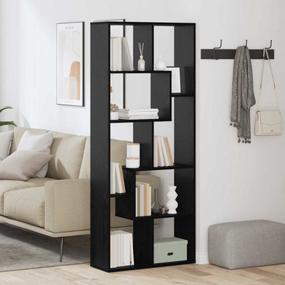 vidaXL Book Cabinet 8-Tier 67 x 25 x 162 cm Engineered Wood Black Oak