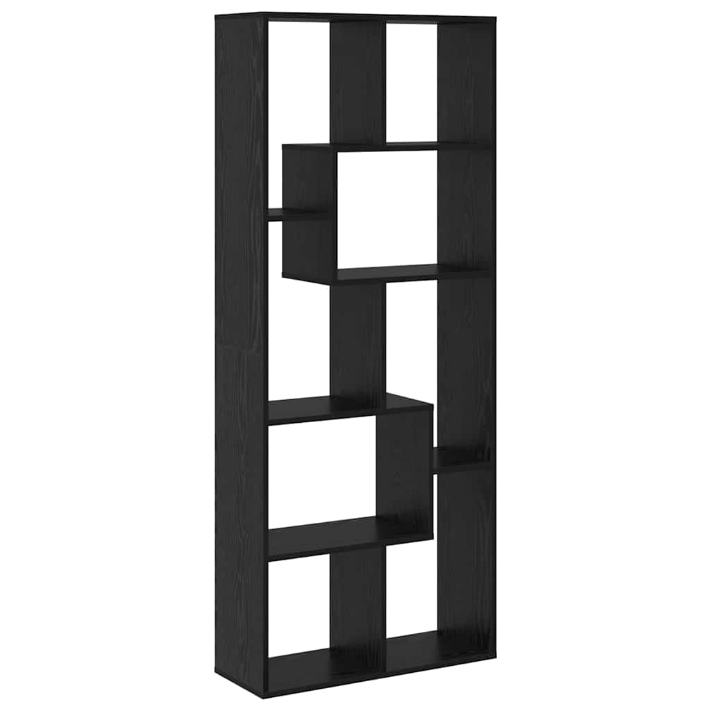vidaXL Book Cabinet 8-Tier 67 x 25 x 162 cm Engineered Wood Black Oak