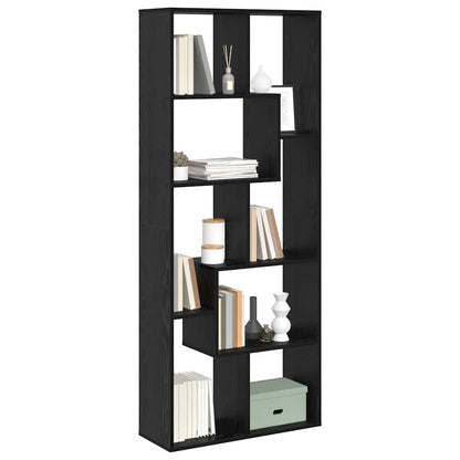 vidaXL Book Cabinet 8-Tier 67 x 25 x 162 cm Engineered Wood Black Oak
