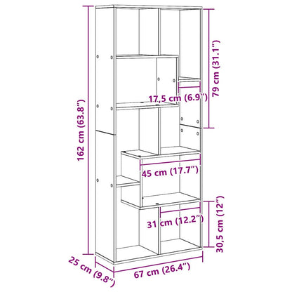 vidaXL Book Cabinet 8-Tier 67 x 25 x 162 cm Engineered Wood Black Oak