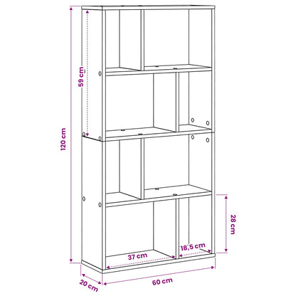 vidaXL Book Cabinet 8-Tier 60 x 20 x 120.5 cm Engineered Wood