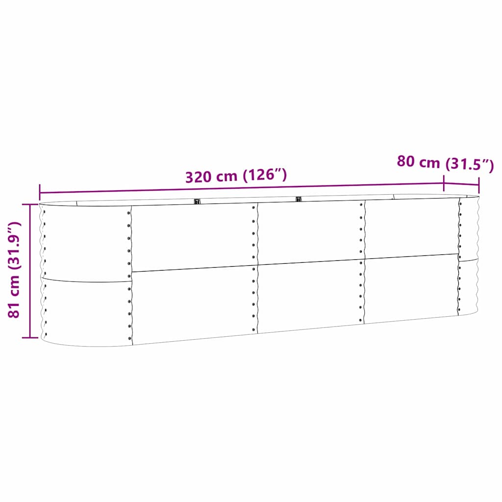 vidaXL Raised Bed Green 320 x 80 x 81 cm Steel