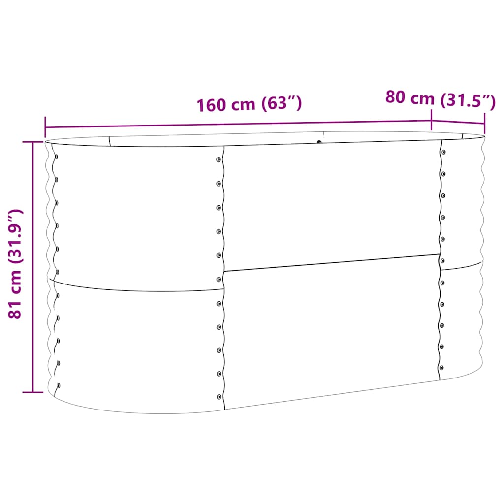 vidaXL Raised Bed Green 160 x 80 x 81 cm Steel