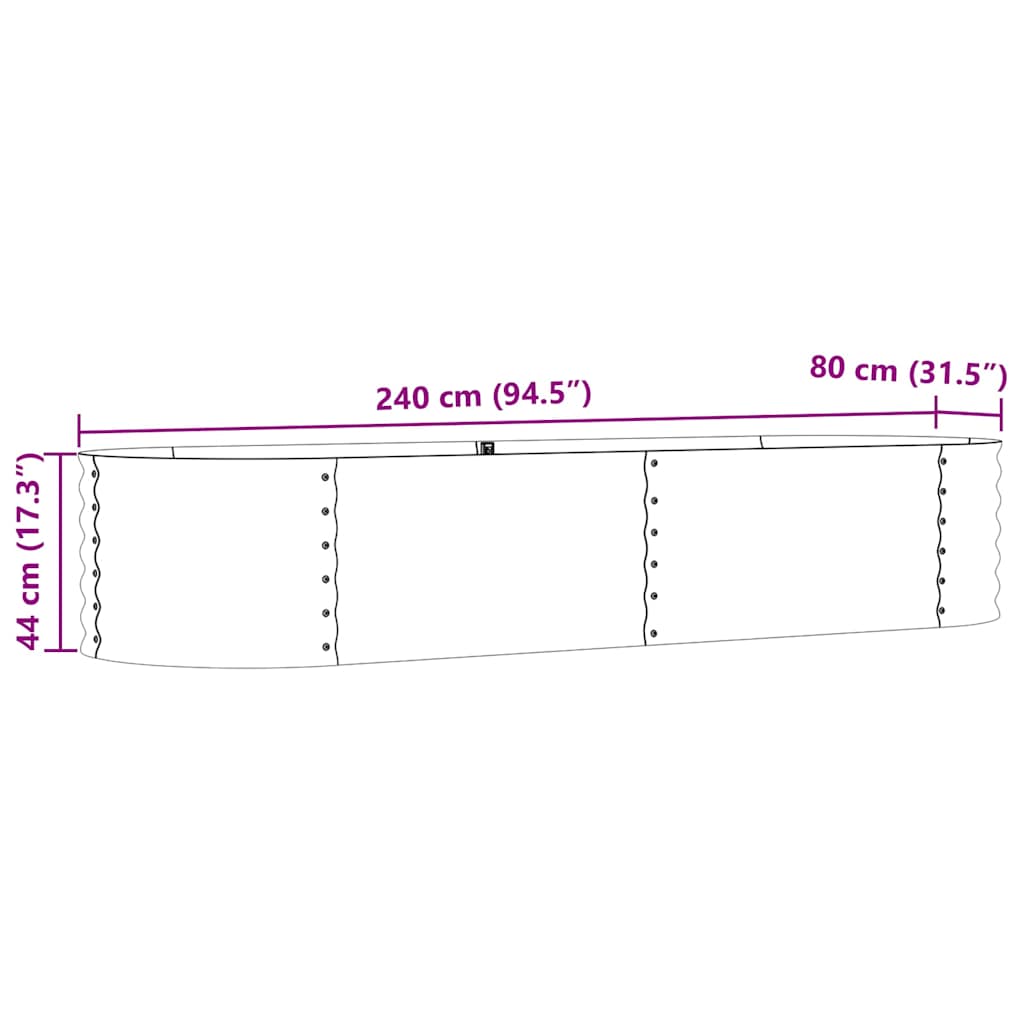 vidaXL Raised Bed Green 240 x 80 x 44 cm Steel