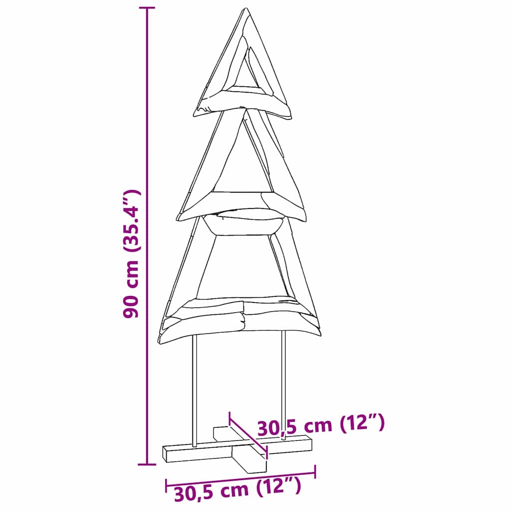 vidaXL Christmas Tree with Stand Brown 90 cm Solid teak wood