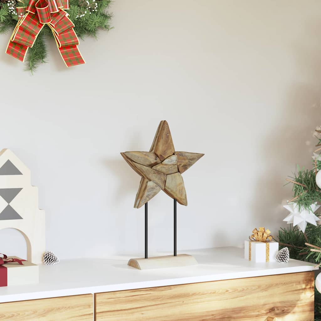vidaXL Christmas Star Brown 30 x 5 x 45 cm Solid Teak Wood
