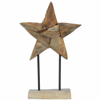 vidaXL Christmas Star Brown 30 x 5 x 45 cm Solid Teak Wood