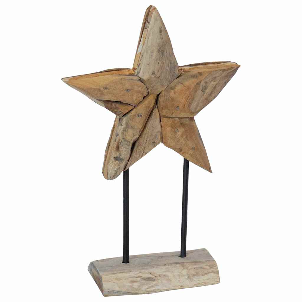 vidaXL Christmas Star Brown 30 x 5 x 45 cm Solid Teak Wood