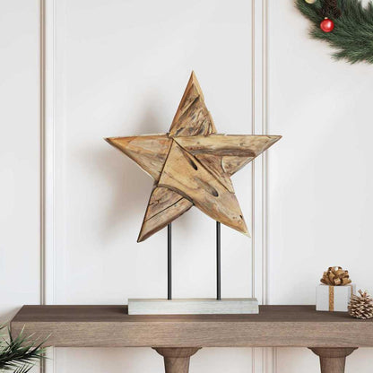 vidaXL Christmas Star Brown 45 x 5 x 60 cm Solid Teak Wood