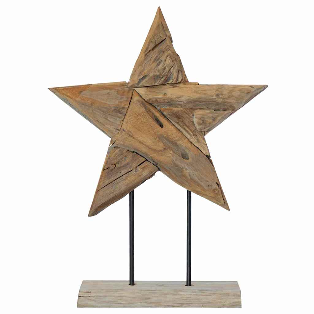 vidaXL Christmas Star Brown 45 x 5 x 60 cm Solid Teak Wood