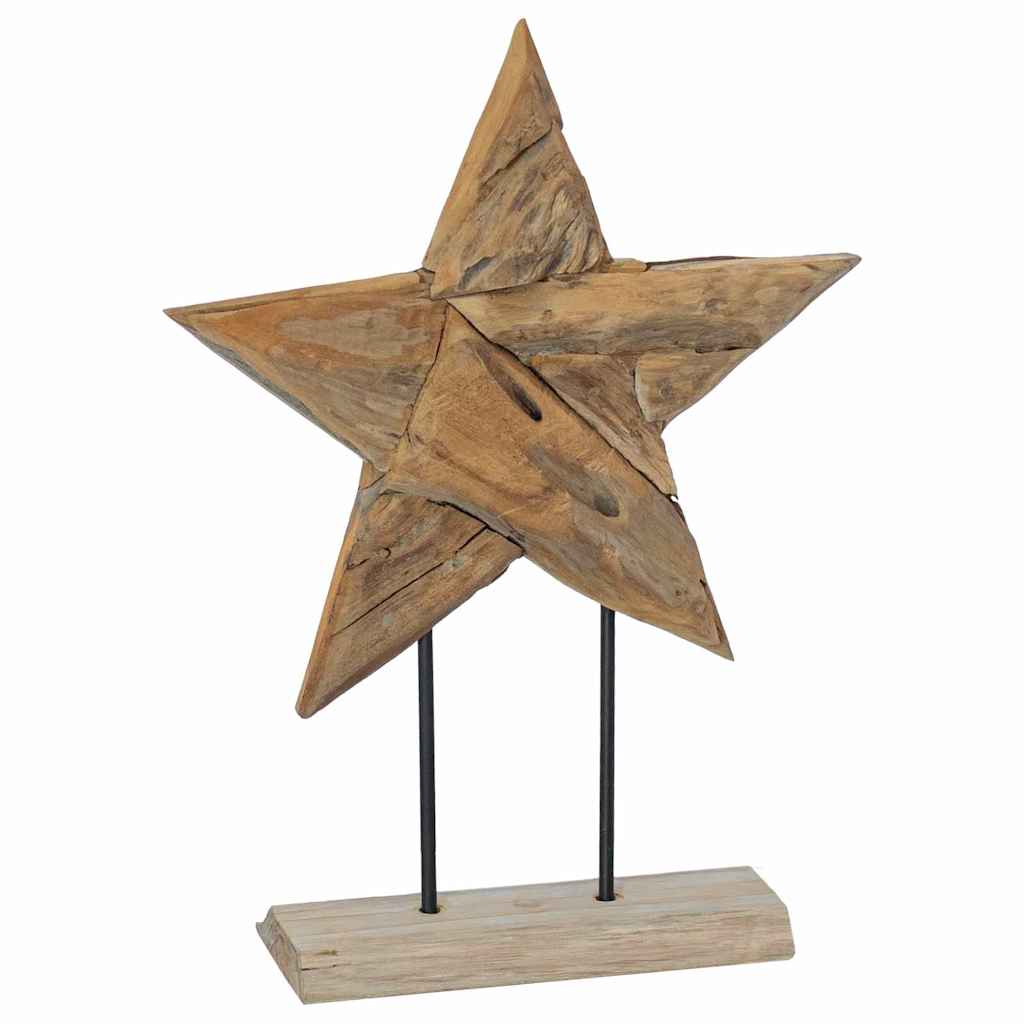vidaXL Christmas Star Brown 45 x 5 x 60 cm Solid Teak Wood