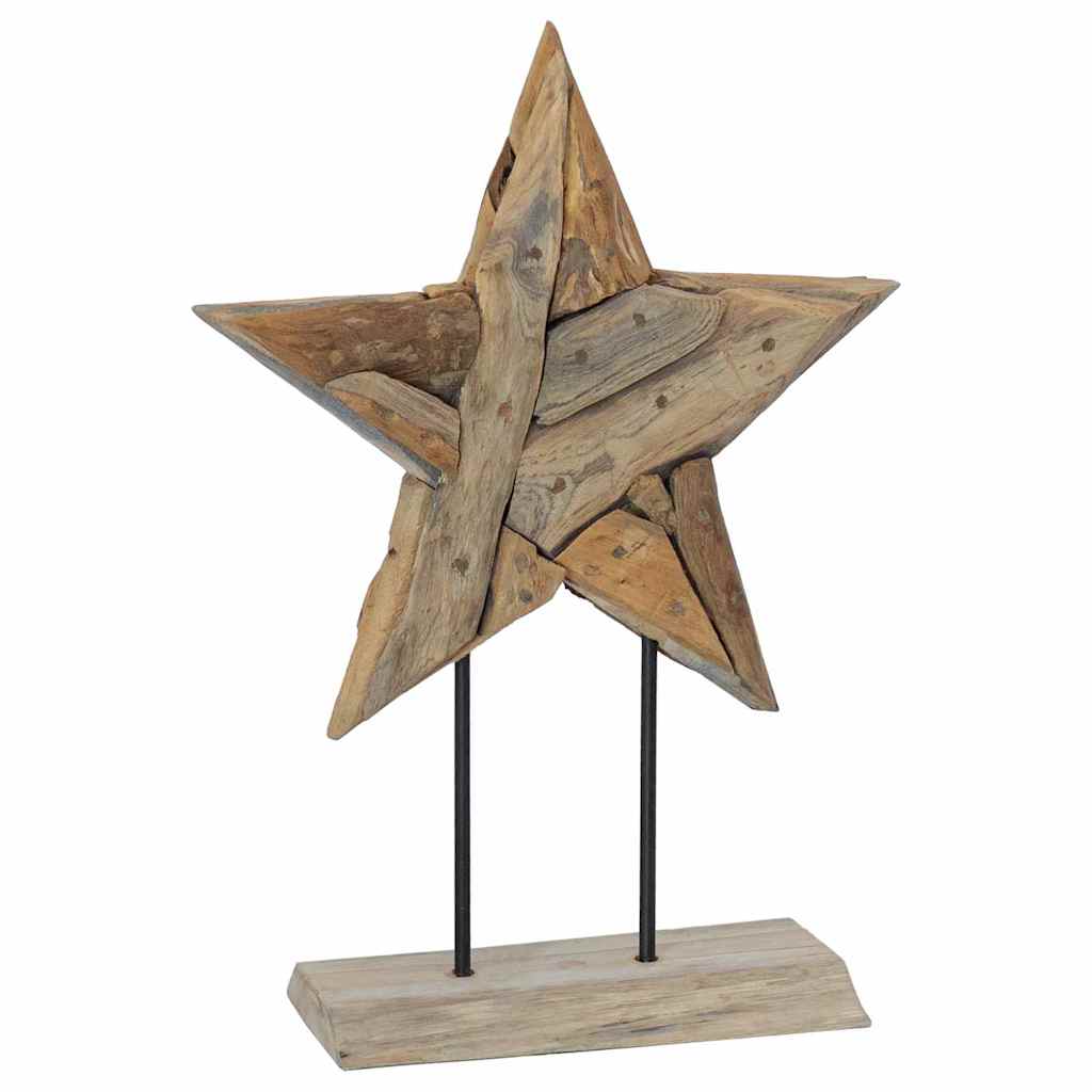 vidaXL Christmas Star Brown 45 x 5 x 60 cm Solid Teak Wood