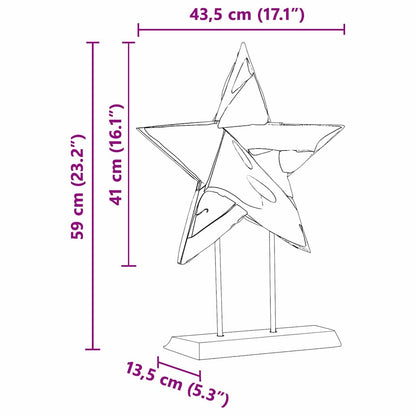 vidaXL Christmas Star Brown 45 x 5 x 60 cm Solid Teak Wood