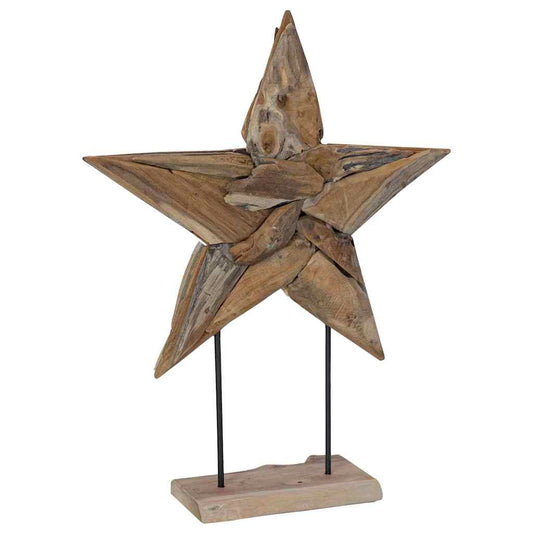 vidaXL Christmas Star Brown 60 x 5 x 75 cm Solid Teak Wood