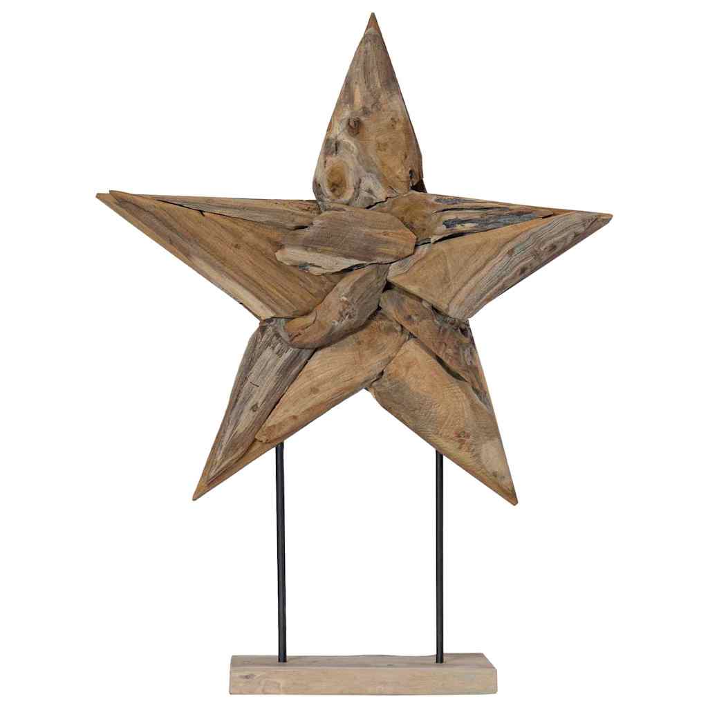 vidaXL Christmas Star Brown 60 x 5 x 75 cm Solid Teak Wood