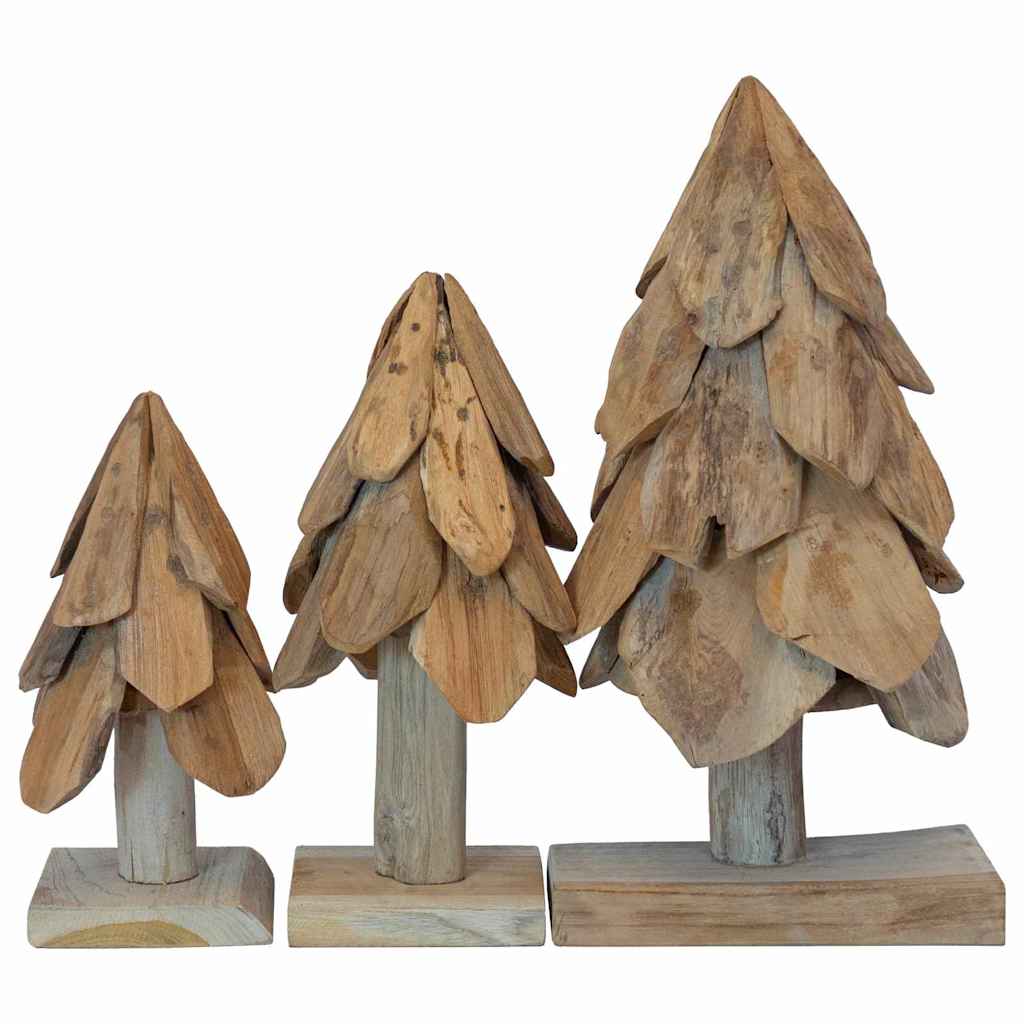 vidaXL Christmas Tree with Stand 3 pcs Brown Solid teak wood