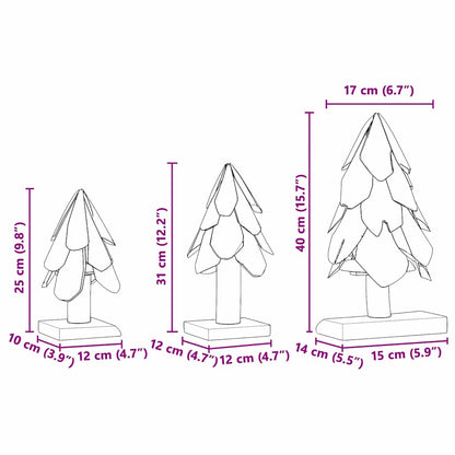vidaXL Christmas Tree with Stand 3 pcs Brown Solid teak wood