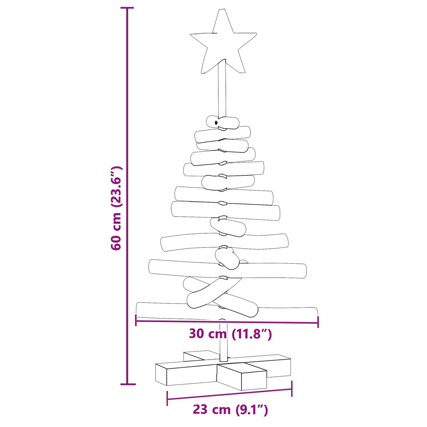 vidaXL Christmas Tree with Stand Brown 60 cm Solid teak wood