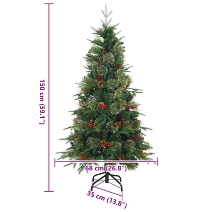 vidaXL Artificial Hinged Christmas Tree Green 150 cm PVC, PE and Steel