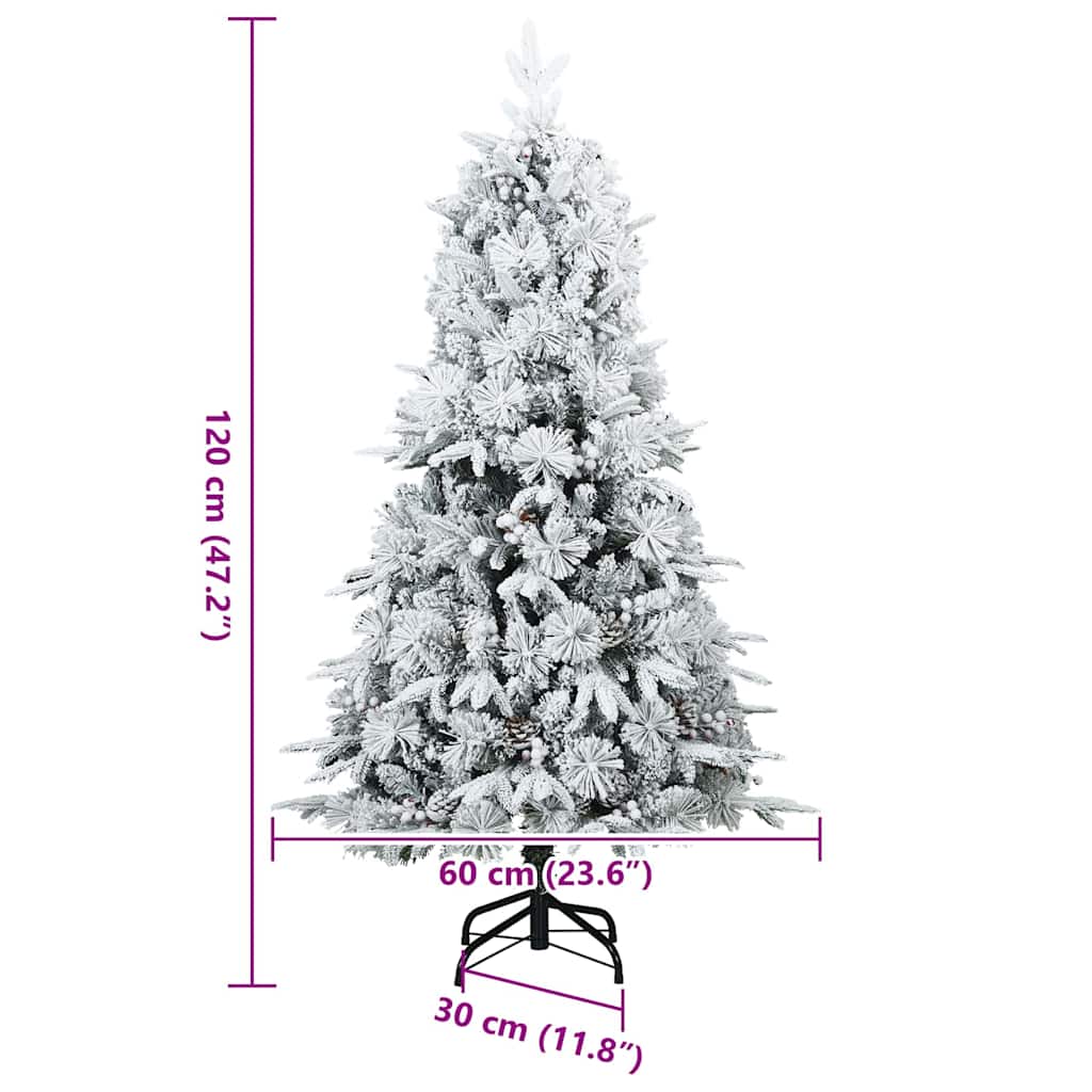 vidaXL Artificial Hinged Christmas Tree Snow Flocked White 120 cm