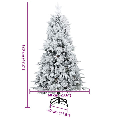 vidaXL Artificial Hinged Christmas Tree Snow Flocked White 120 cm