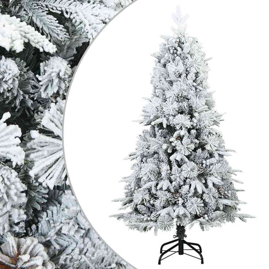 vidaXL Artificial Hinged Christmas Tree Snow Flocked White 150 cm