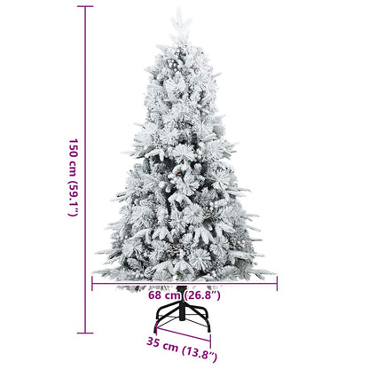 vidaXL Artificial Hinged Christmas Tree Snow Flocked White 150 cm