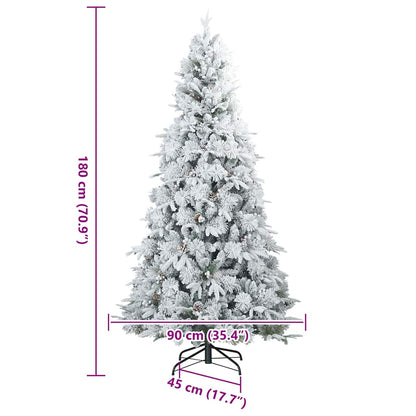 vidaXL Artificial Hinged Christmas Tree Snow Flocked White 180 cm
